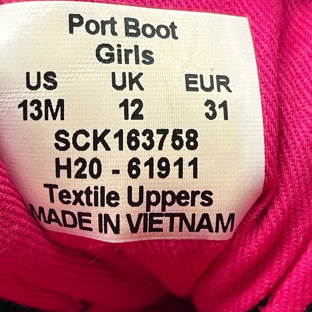 Sperry Port Boot Black Pink‎ Quilted Duck Boots Girl's Size 13M